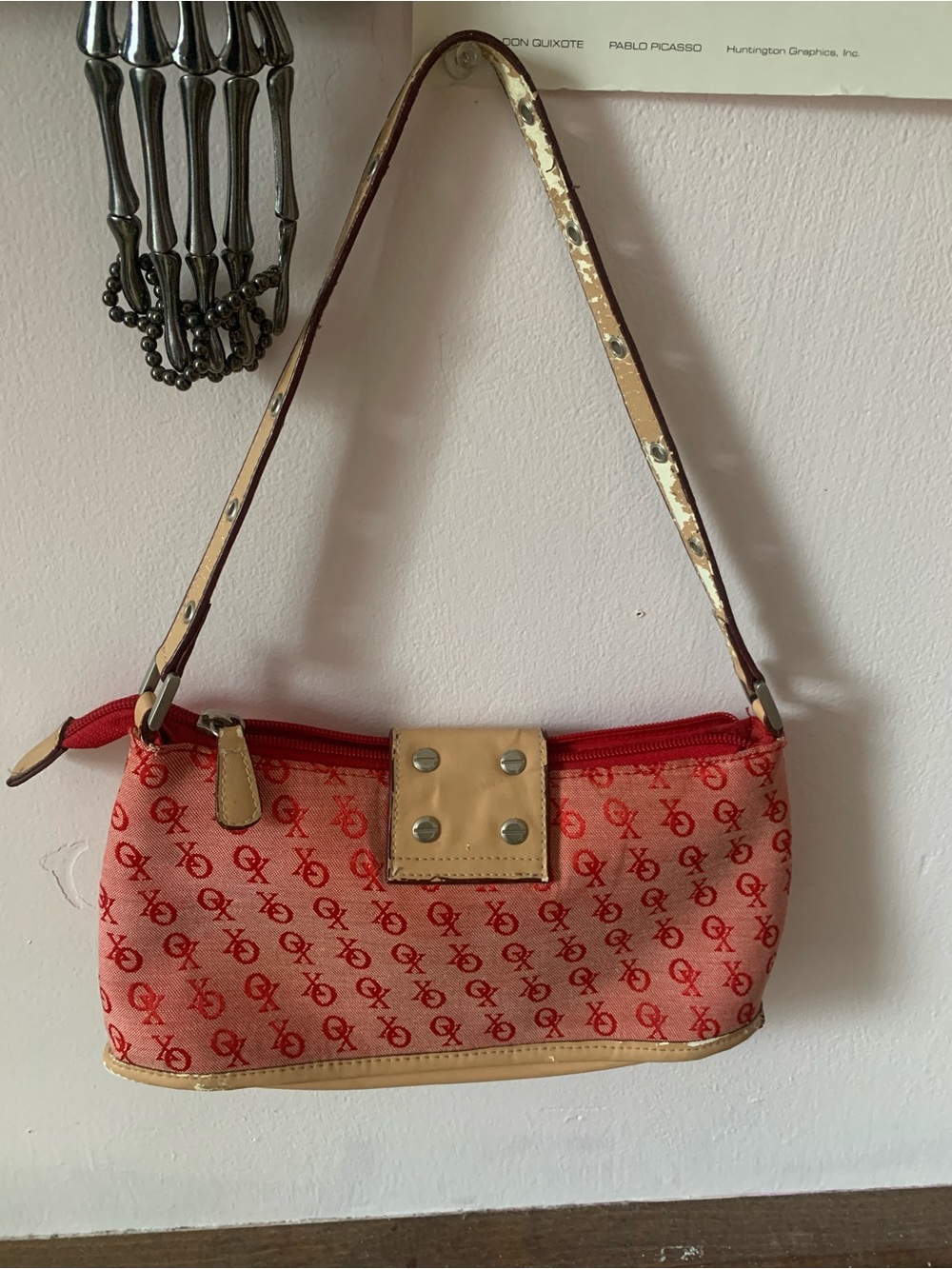 XOXO Red Logo Mini Shoulder Bag with Tan Trim - Picture 3 of 5